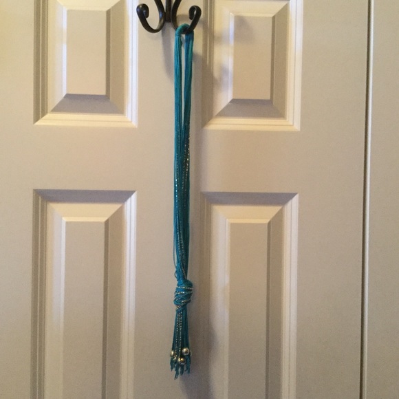 Long Teal and Silver Necklace - Picture 1 of 1